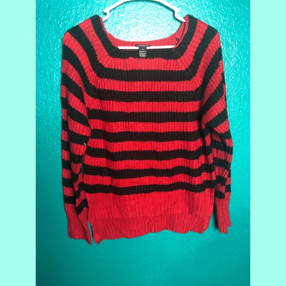 Rue21 Tops - Red & Black Striped Sweatshirt from Rue21